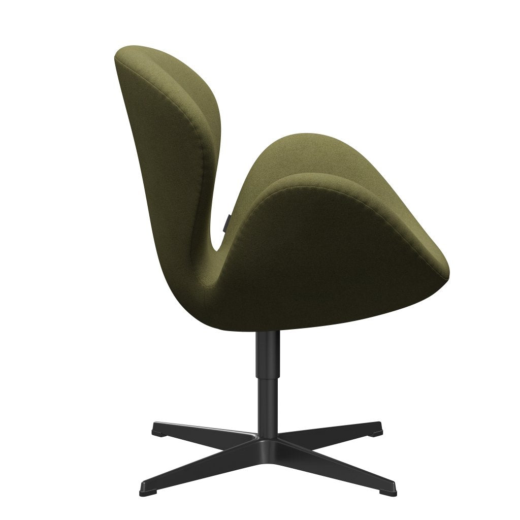 Fritz Hansen Swan Lounge Stuhl, schwarzer lackiert/tonus staubgrün