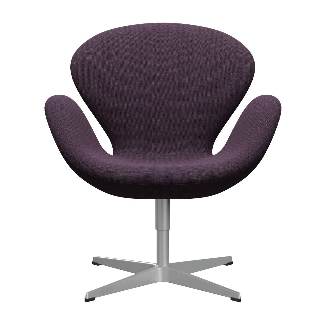 Fritz Hansen Swan Lounge Stuhl, Silbergrau/Eroberung violett dunkel