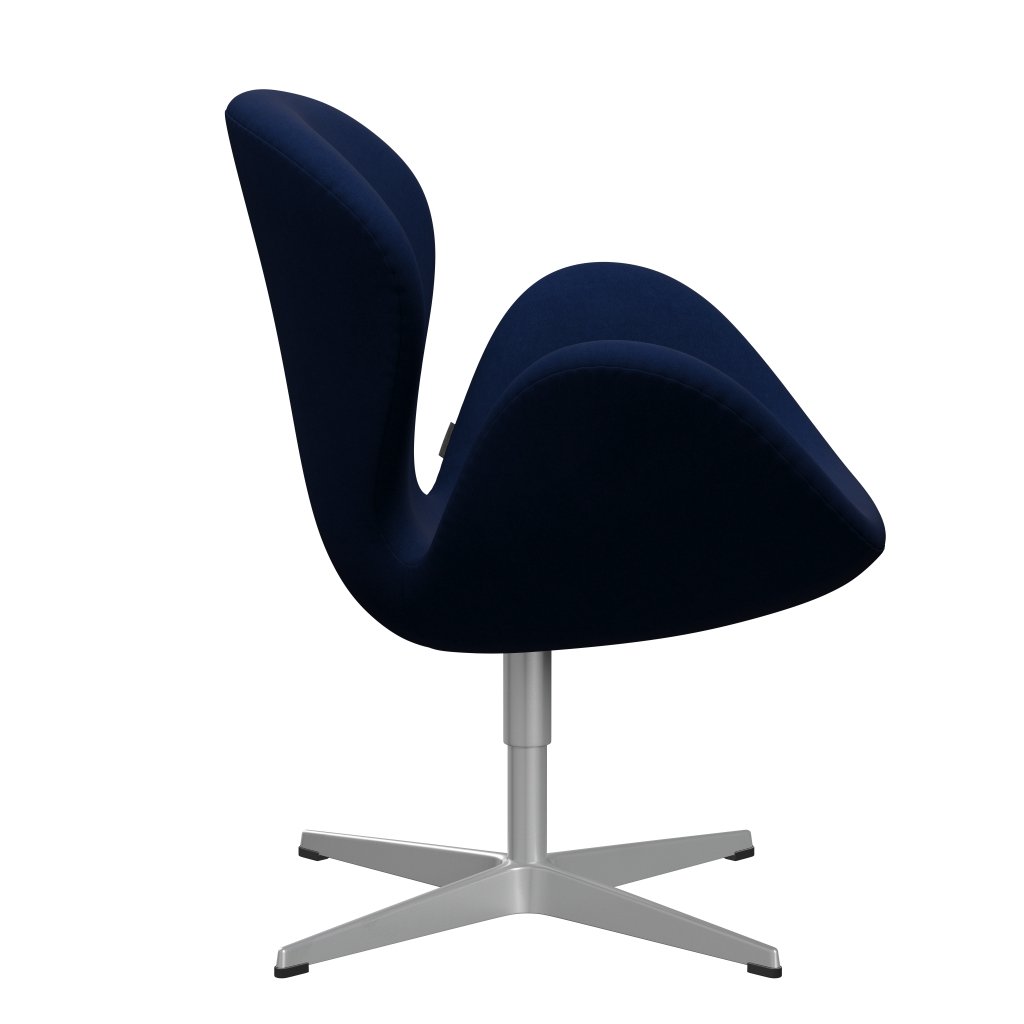 Fritz Hansen Swan Lounge Stuhl, Silbergrau/Komfort dunkelblau/grau