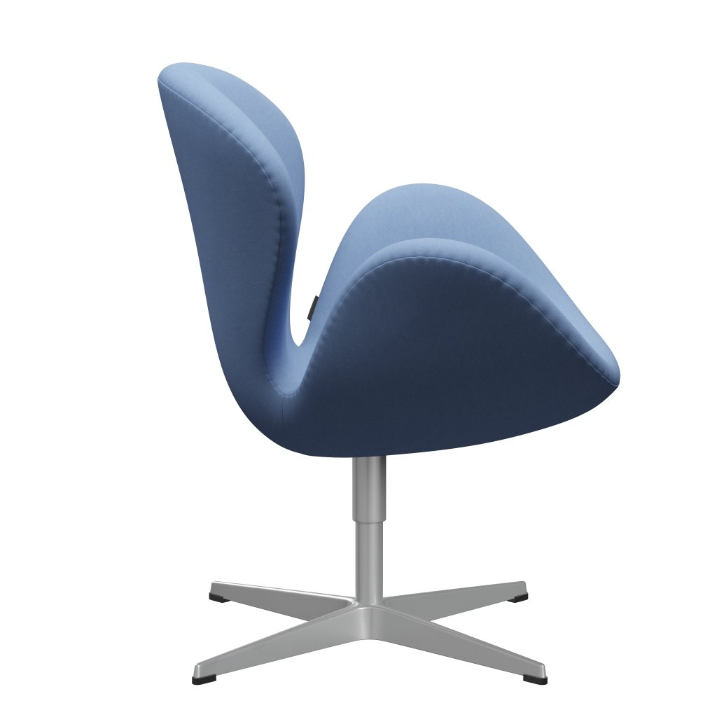 Fritz Hansen Swan Lounge Stuhl, Silbergrau/Komfort Weiß/Blau