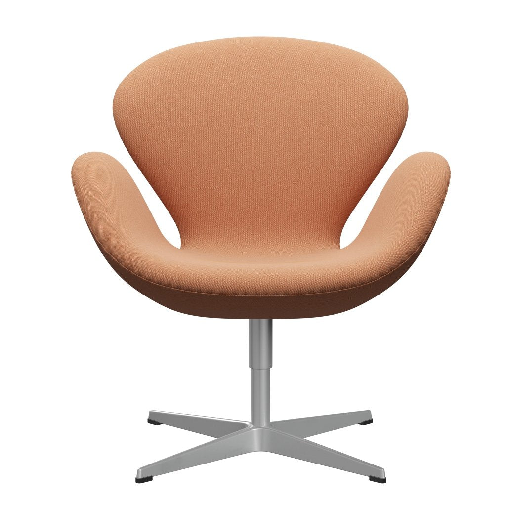 Fritz Hansen Swan Lounge Stuhl, Silbergrau/Rime zart orange/weiß