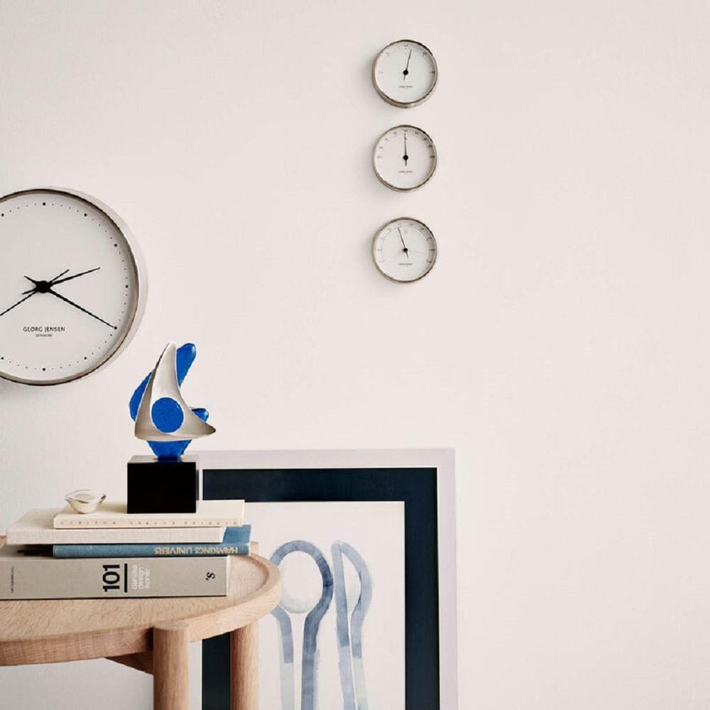 Georg Jensen Hk Wall Clock Stainless Steel/White, 10 Cm
