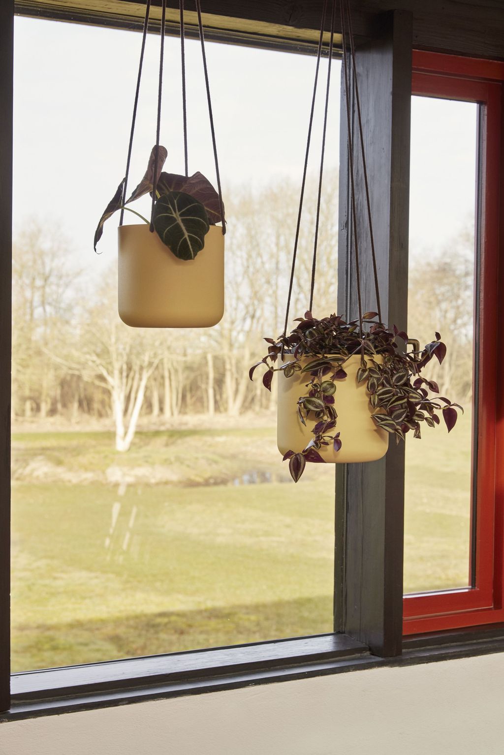 Hübsch Bloom Hanging Pots Set With 3 Large, Beige
