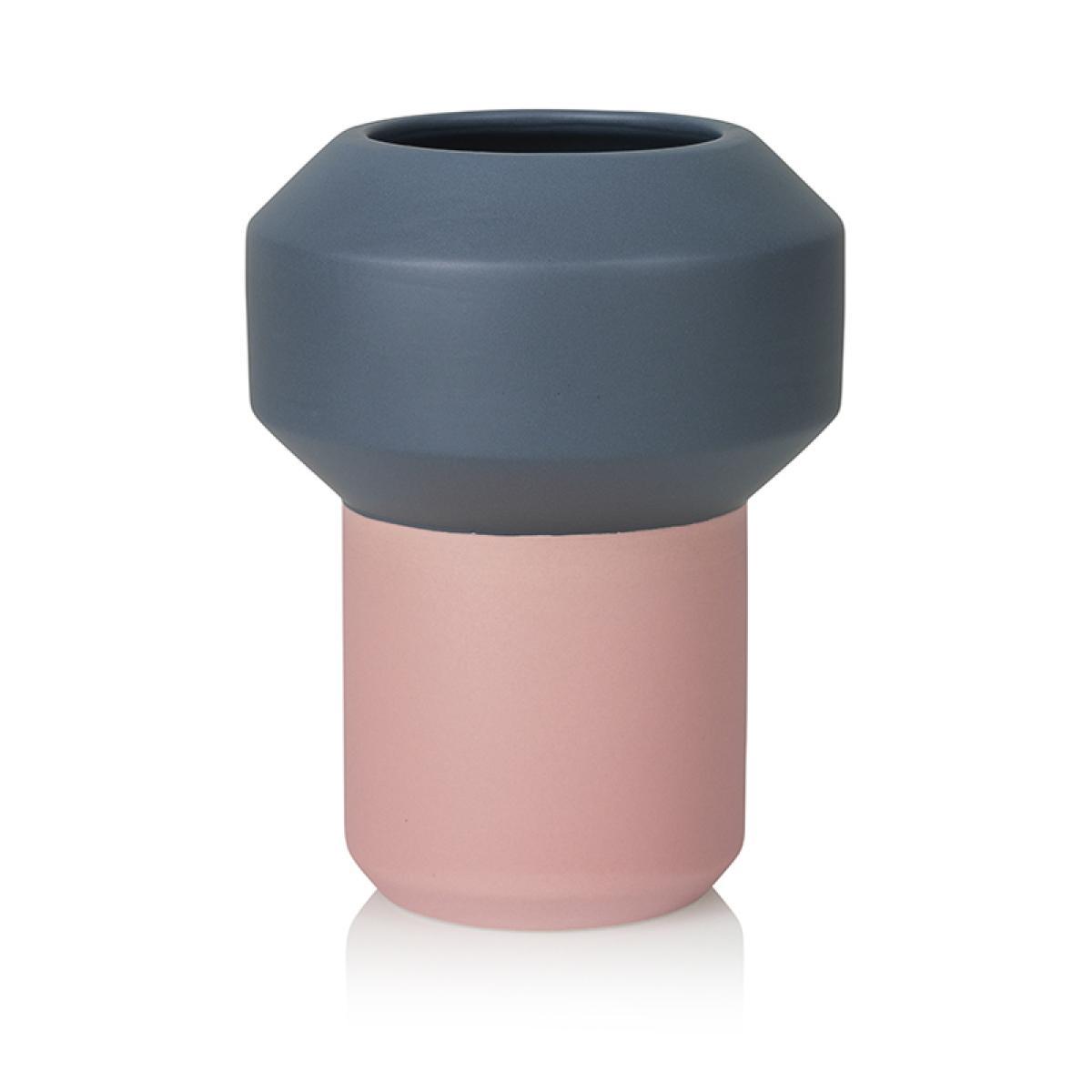 Lucie Kaas Fumario Vase Dark Grey/Pink, 20,5cm