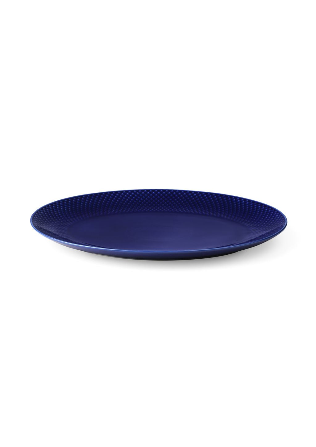Lyngby Porcelæn Rhombe Color Oval Serving Plate 35x26,5, Dark Blue
