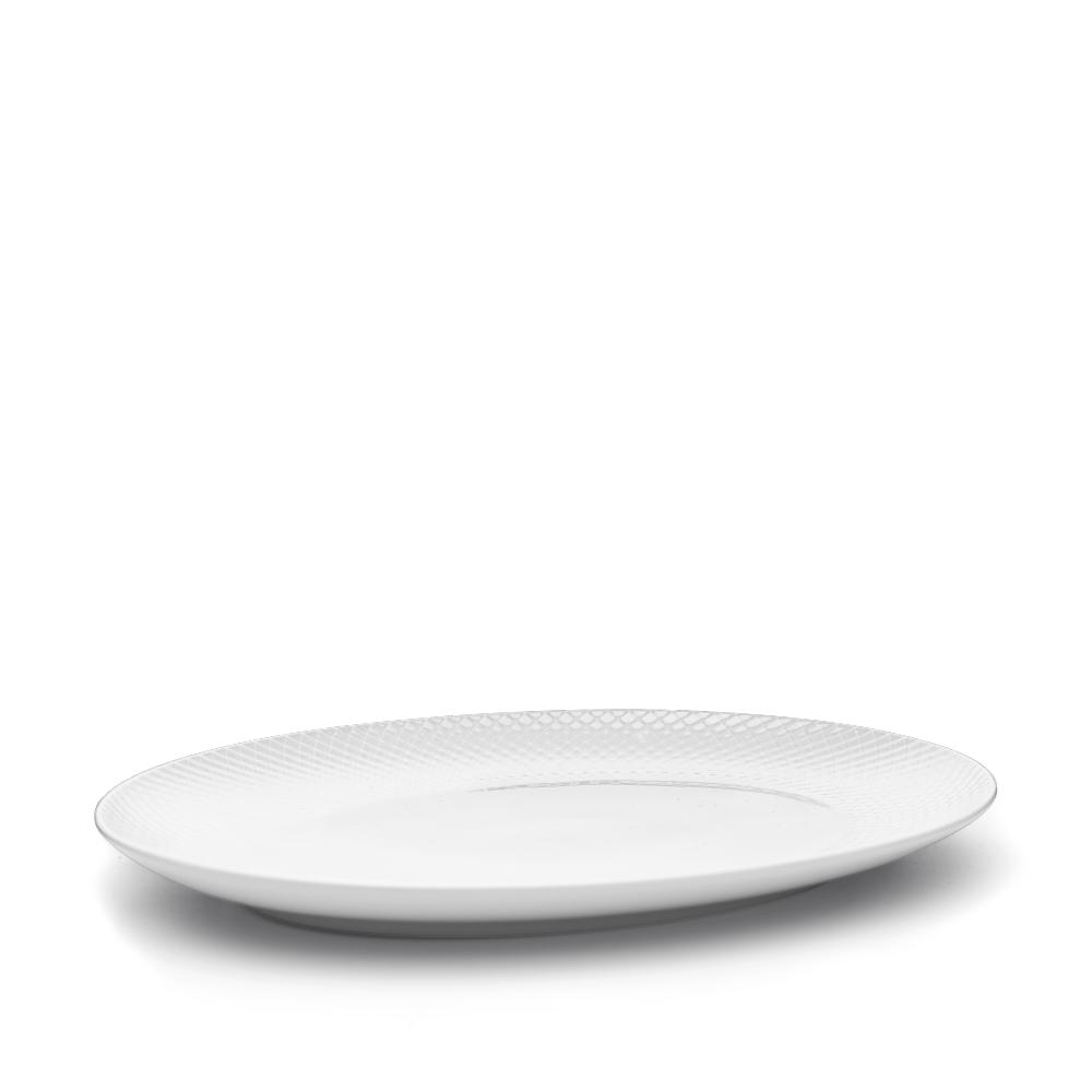 Lyngby Rhombe Servierplatte Oval Weiß, 35cm-Tablett-Lyngby Porcelæn-5711507012056-201205-LYN-inwohn