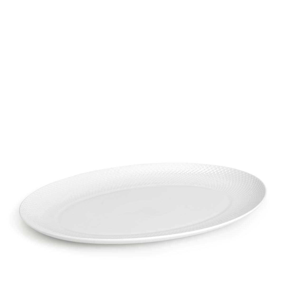 Lyngby Rhombe Servierplatte Oval Weiß, 42cm-Tablett-Lyngby Porcelæn-5711507019550-201955-LYN-inwohn
