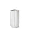 Lyngby Vase Weiß mit Silberrand, 25cm
