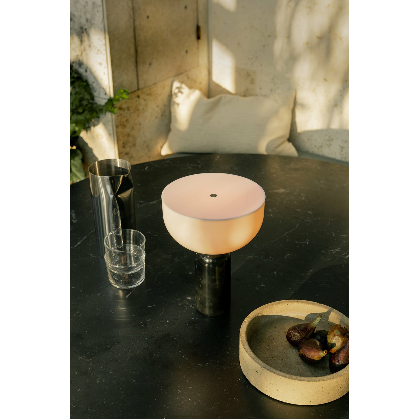 New Works Kizu Portable Table Lamp, Black Marble