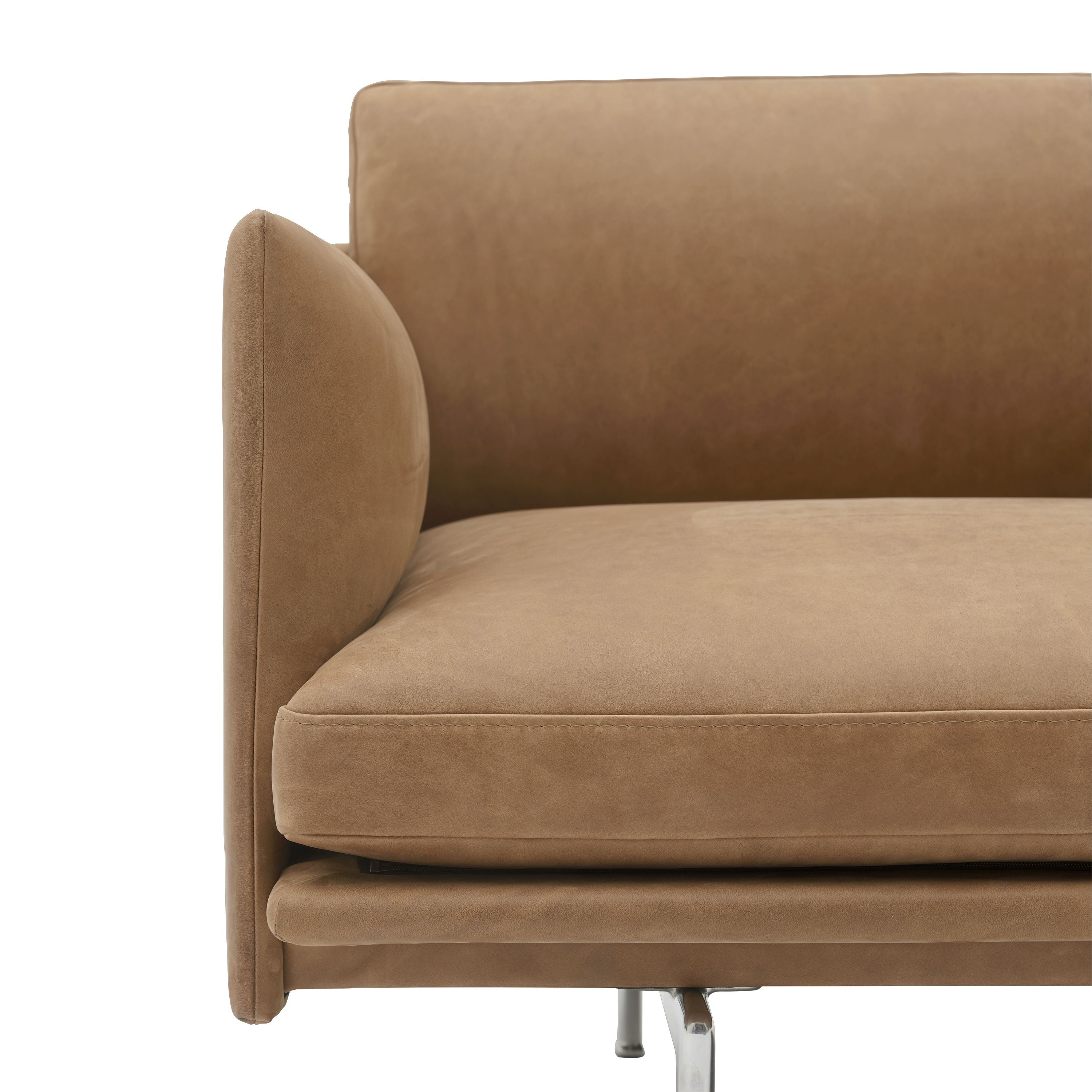 Muuto Outline Sofa 3 Seater Grace Leather, Camel/Aluminum