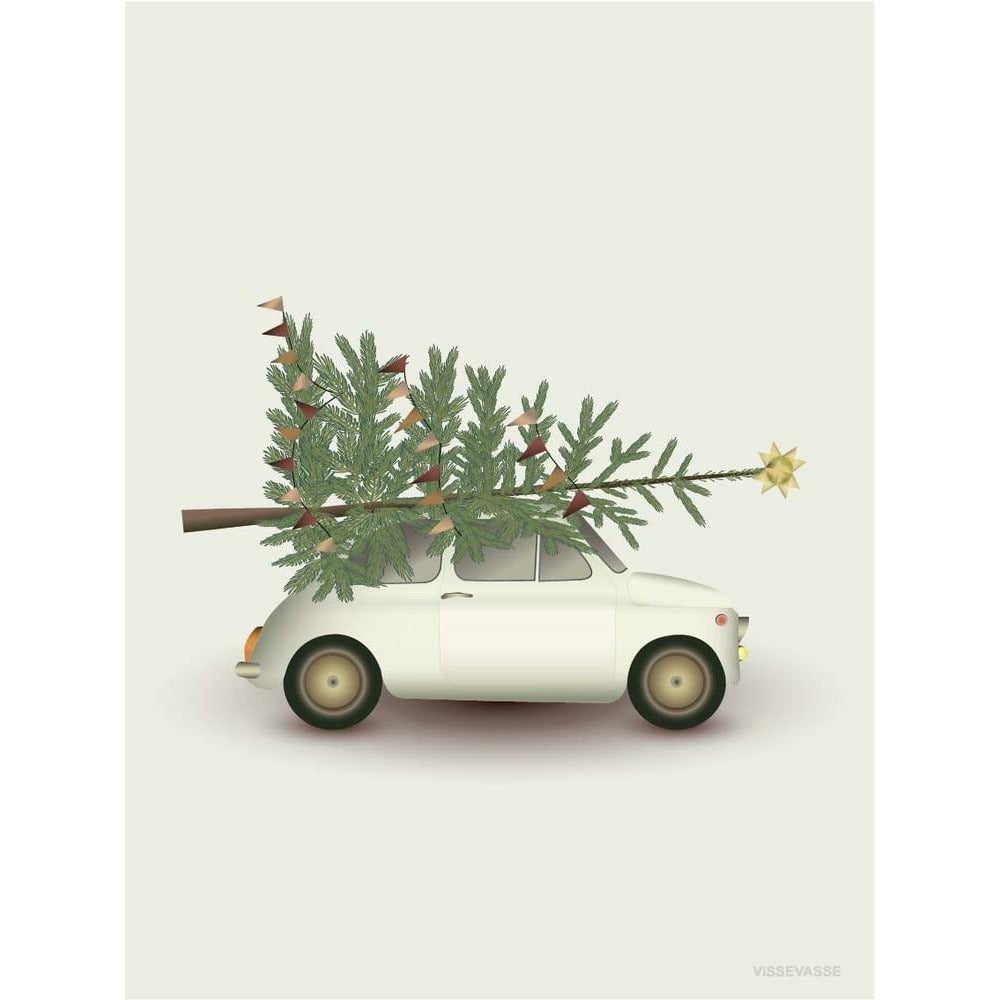 Vissevasse Christmas Tree & Little Car Plakat, 50x70 Cm-Wanddekoration-Vissevasse-5713138719434-F-2017-194-L-VIS-inwohn
