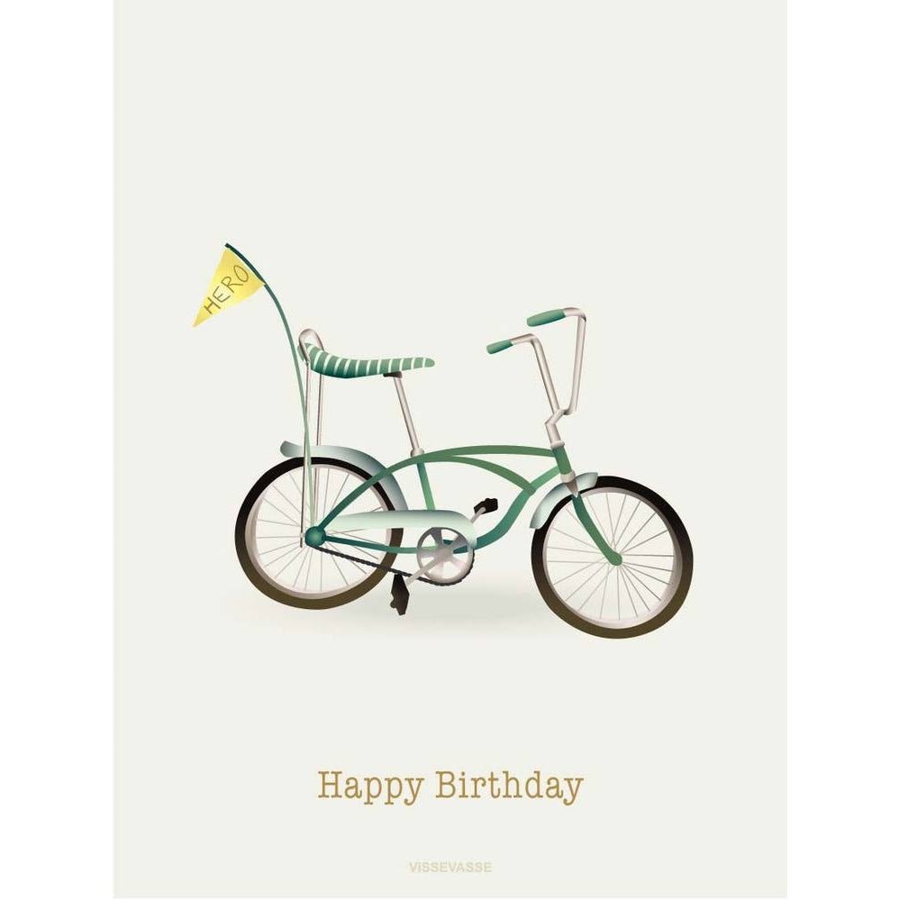 Vissevasse Happy Birthday Fahrrad Grußkarte, 10,5x15cm-Vissevasse-Vissevasse-5713138802105-F-2018-021-XS-VIS-inwohn